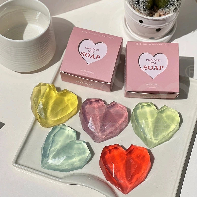 1/3/5pcs mix Diamond Heart Handmade Soap Wedding Gift Set Facial Soap with Chamomile Fragrance Essential Oil Soap Qme