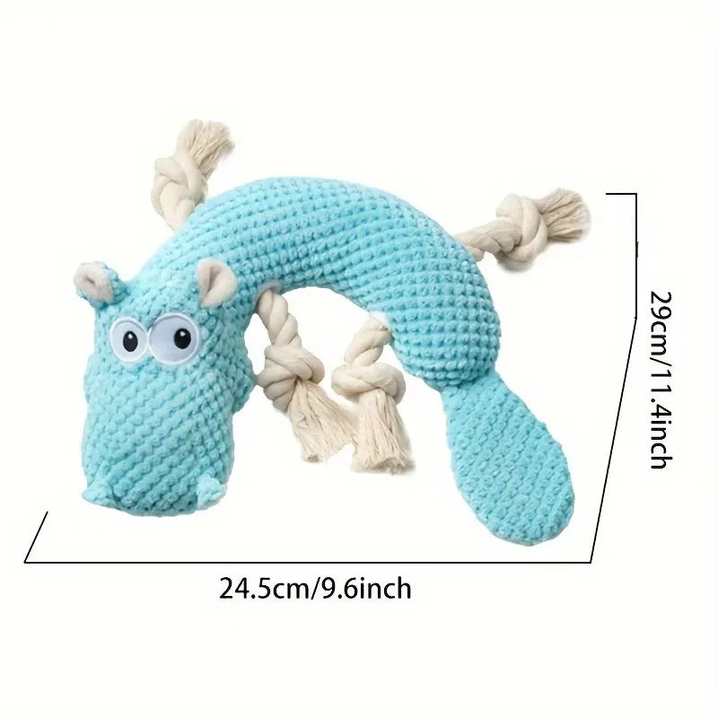 Blue Hippopotamus Squeezing Dog Toy, Pineapple Plush Suitable for Dogs to Interact, Play, Bite Qme