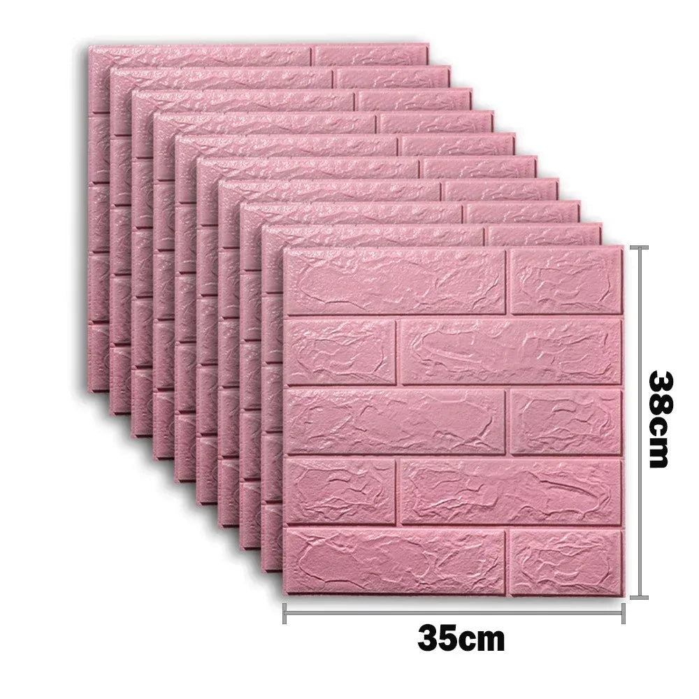 38 5cmx35cm Embossed Brick Wall Sticker Anti Stain Self Sticking Qme pink 38.5cmx35cm 20pcs