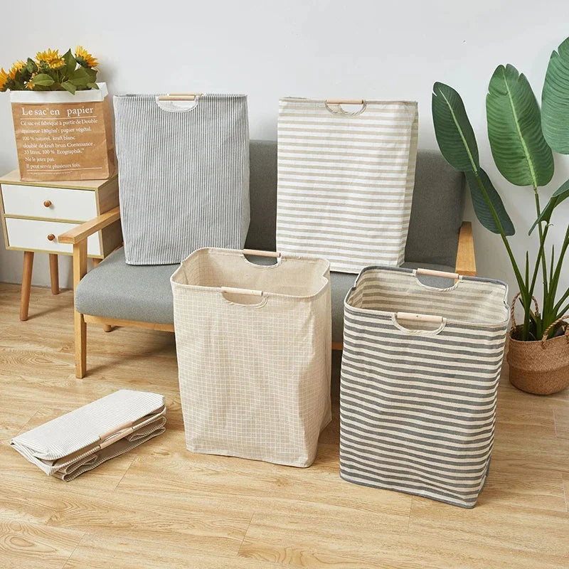 Waterproof Laundry Basket Cotton Linen Dirty Clothes Baskets Laundry Organizer Foldable Sundries Storage Bag Foldabling Hamper Qme