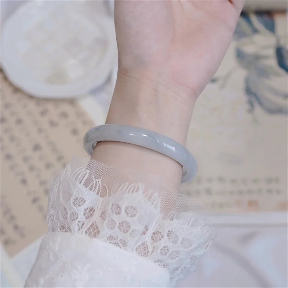 Beautiful Girl Green White Bracelet Elegant Gift Chinese Style Popular Retro Ink Round Bracelet Simple Temperament Bracelet Qme 6