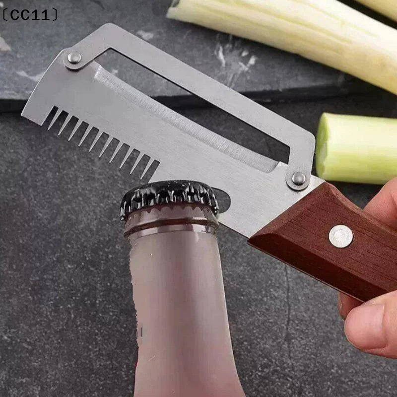 Stainless Steel Vegetable Peeler Wooden Plastic Handle 3-in-1 Fruit Qme