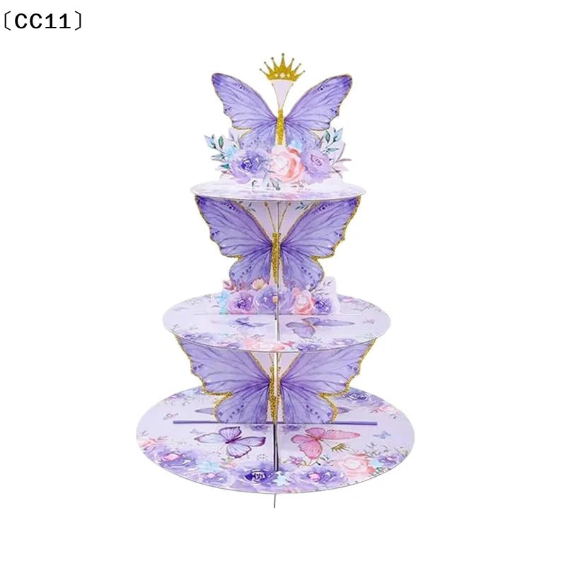 3 Tier Cake Stand Butterfly Party Display Birthday Cupcake Decoration Qme