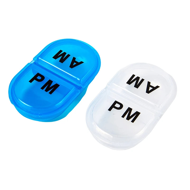 2 Grids Waterproof Pill Organizer Portable Oval Box Container Daily Qme