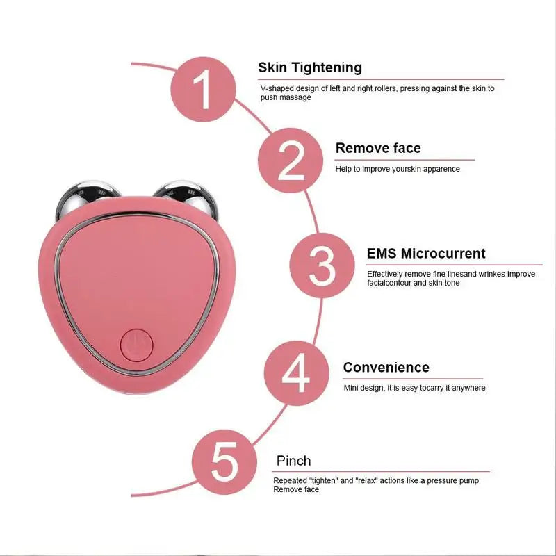 Mini Microcurrent Facial Device+facial Serum EMS Face Lift Massager Qme
