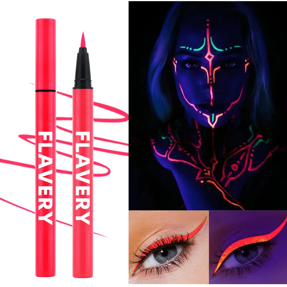 8-color Fluorescent UV Eyeliner Waterproof Sweat-proof Face Paint Pen Qme 03red