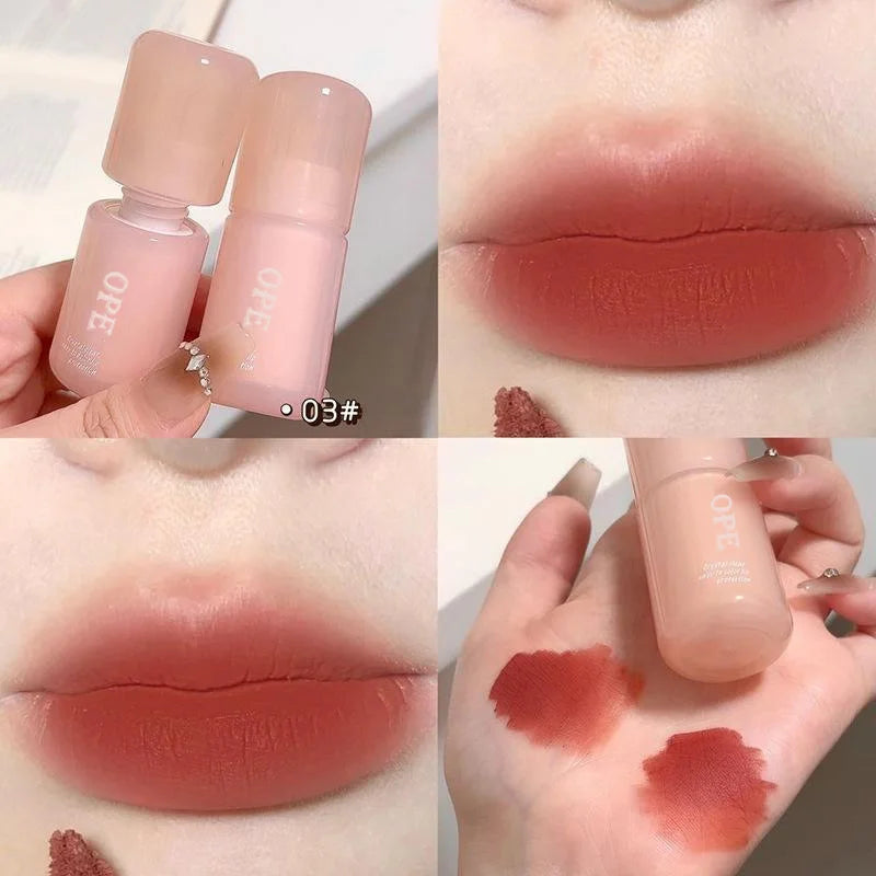Matte Lip Mud OPE Nude Apricot Long Lasting Waterproof Velvet Smudge Qme A4-07-03