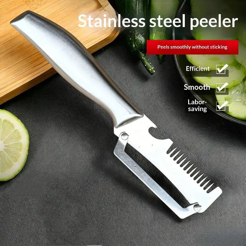 Multifunctional 3-in-1 Stainless Steel Peeler Vegetable & Fruit Slicer Shredder Versatile Kitchen Tool For Peeling Shredding Qme A