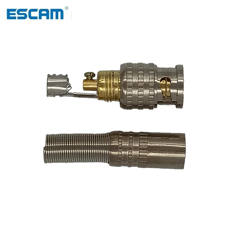 ESCAM 20pcs Gold BNC Male Video Plug Coupler Connector to Screw for RG59 Cable Adapter CCTV Camera System Accessories Qme