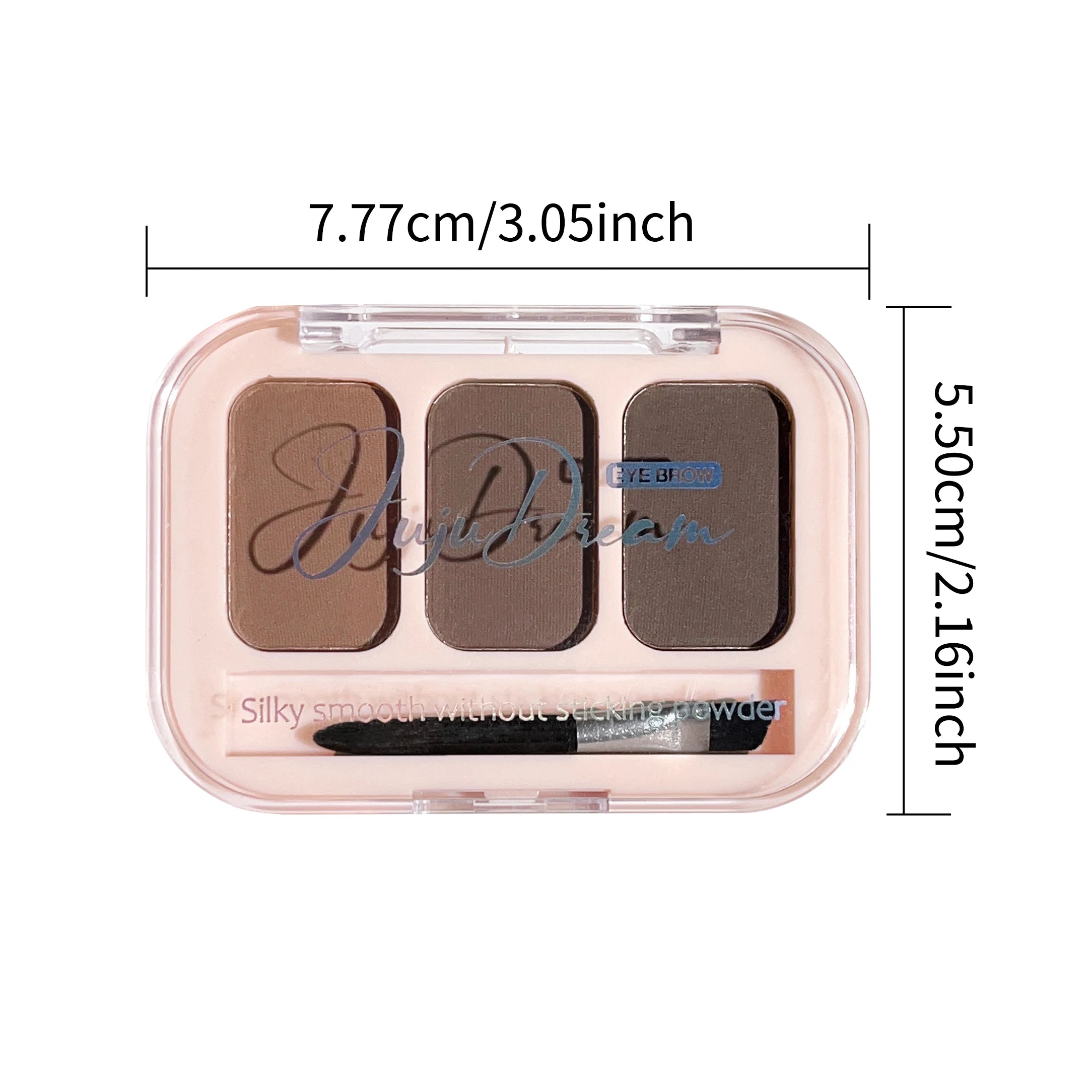 Matte 3-Color Brow Powder Palette Brush Natural 3D Shape Waterproof Qme