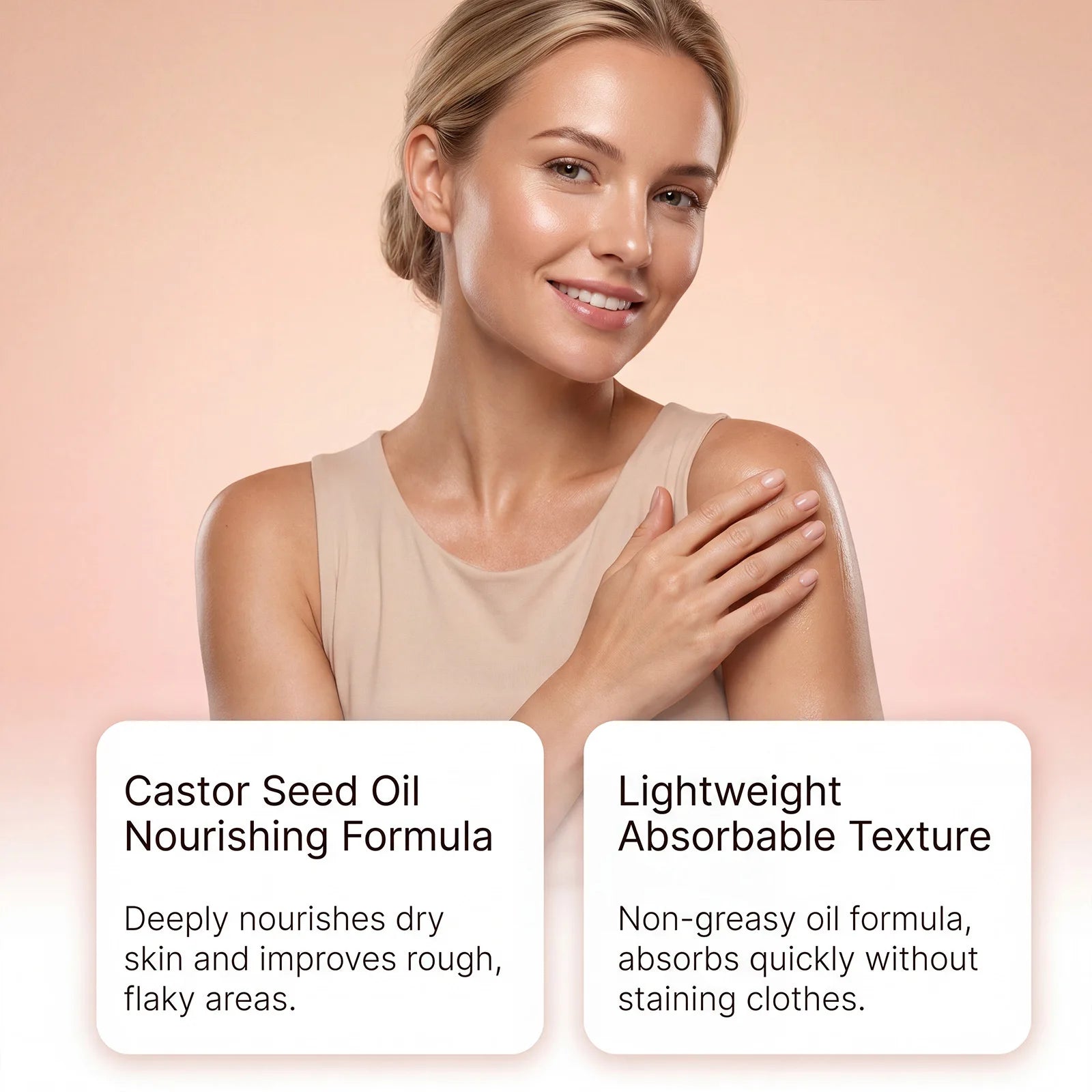 OceAura Moisturizing Body Oil Castor Seed Infused Dry Rough Skin Repair Itch Relief Non-Greasy Fast Absorbing Hydrating Lotion Qme