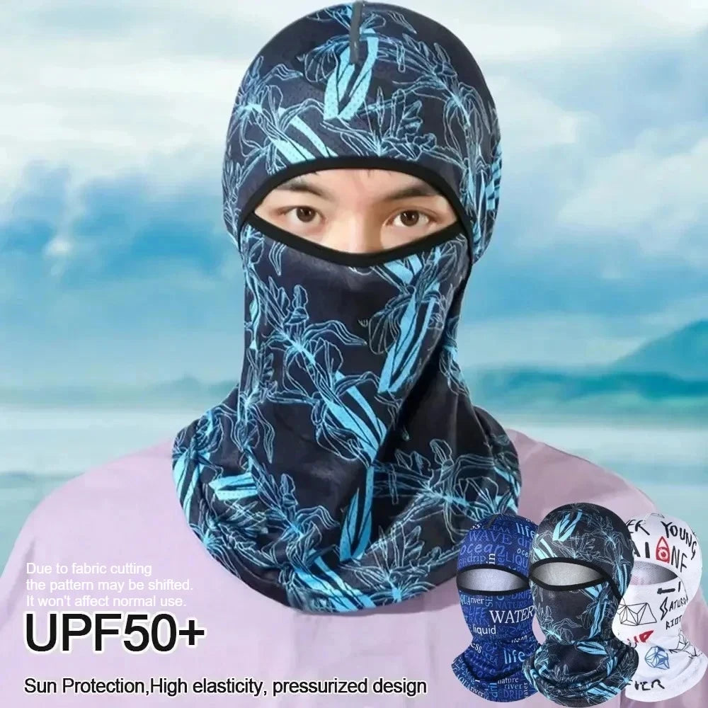Summer Cool Balaclava Ice Silk Cycling Full Face Cap Sun Anti-UV Protection Sports Face Cover Headwear Bike Motorcycle Men's Hat Qme