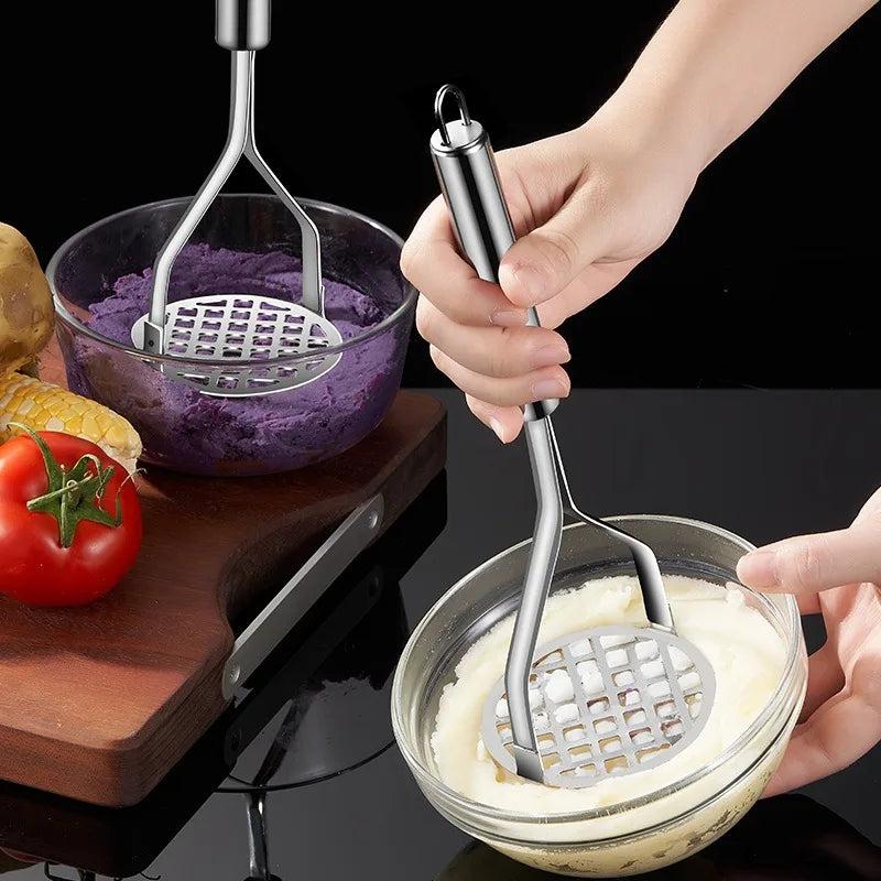 Stainless Steel Manual Potato Masher Potato Pumpkin Sweet Potato Masher Fruit and Vegetable Pressing Tool Kitchen Gadget Qme