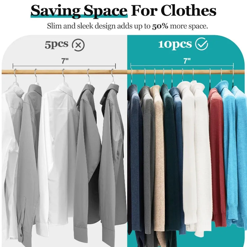 10pcs Metal Traceless No-slip Clothes Hangers Durable Strong Clothes Racks Household Space Saver Organization Bedroom Qme
