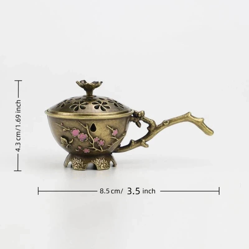 Plum Blossom Incense Burner Handle Retro Hollow Out Stick Zinc Alloy Qme 1PC