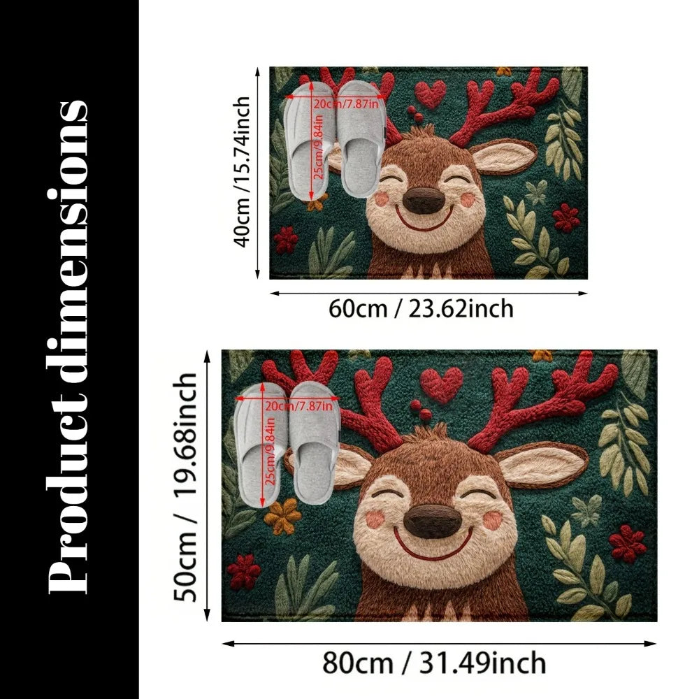 Christmas Doormat Non-slip Santa Claus Design Indoor Outdoor Use Home Qme 1PC 40cmx60cm