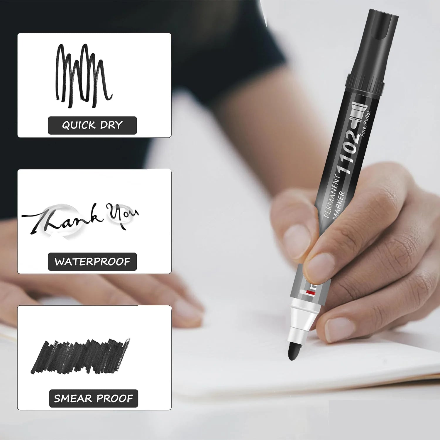 4Pcs/Set Permanent oily Marker Pen Waterproof Markers Crude Nib Black Blue Red Green Ink 2-3mm Color Marker Pens Qme