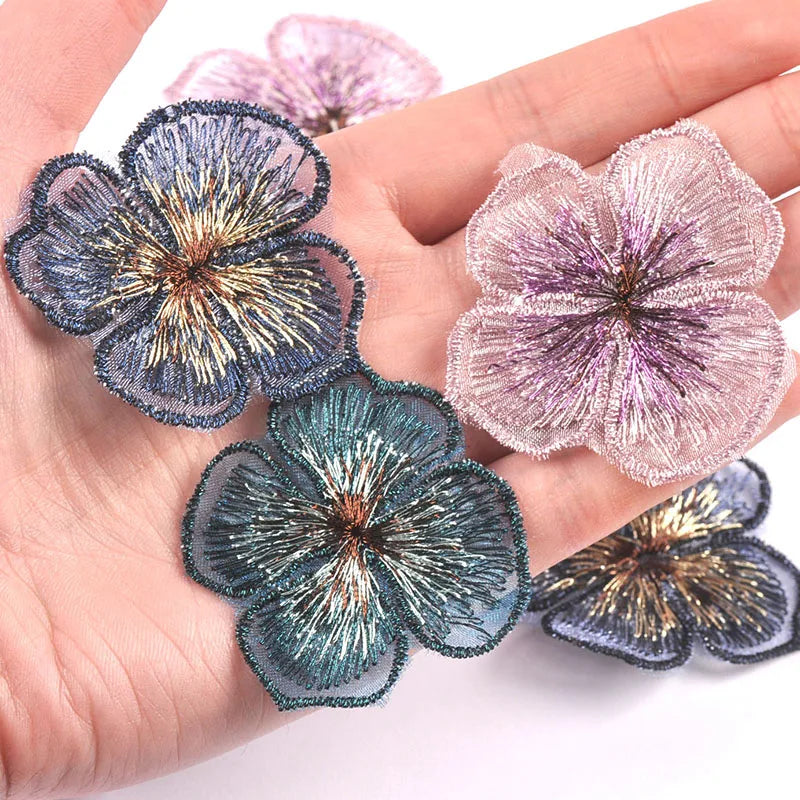 20Pcs/Lot Flower Lace Patches For Hat Clothing Embroidery Mesh Appliques For Handmade Sewing Accessories Wedding Decor 57x47mm Qme