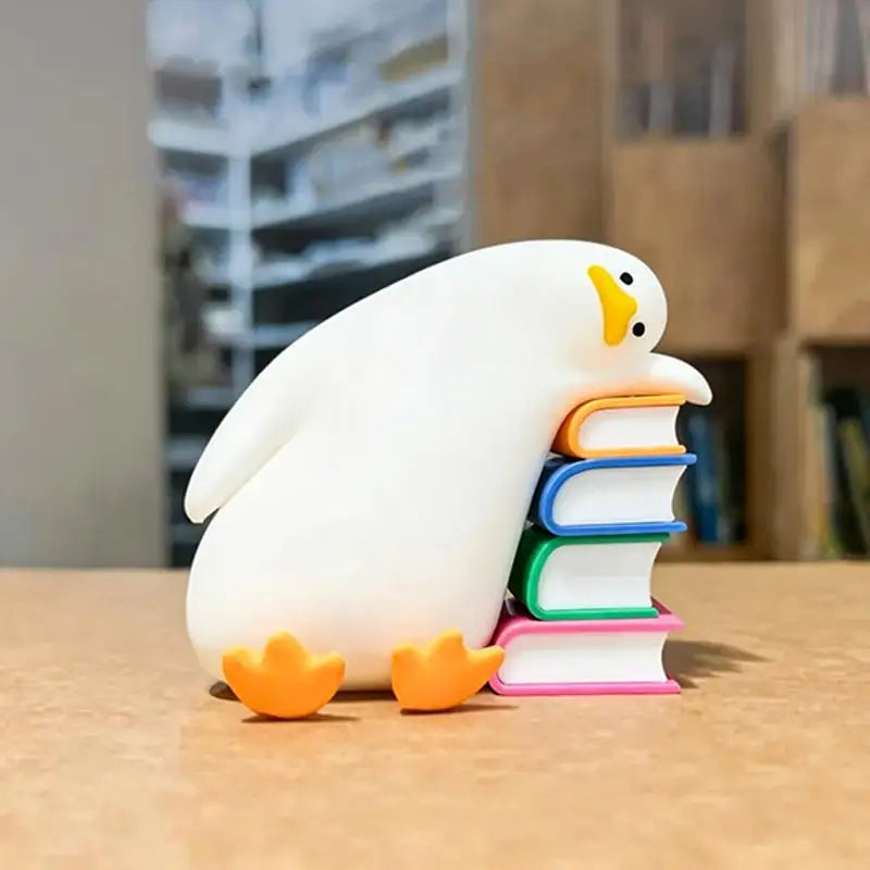 Cute Duck Decorative Bookend Non-slip Resin Book Holder Home Qme A3