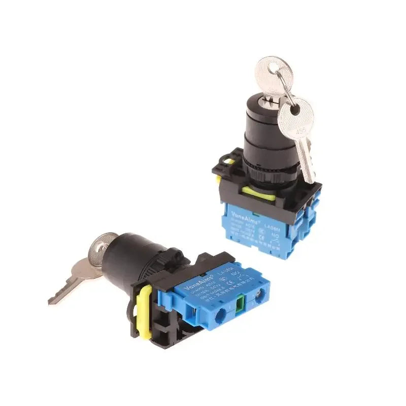 12v 220v 10A 2/3 Position 1/2NO 1/2NC On Off Knob Button Rotary Switch Selector With Keys 22mm LA36M Key Switch Qme