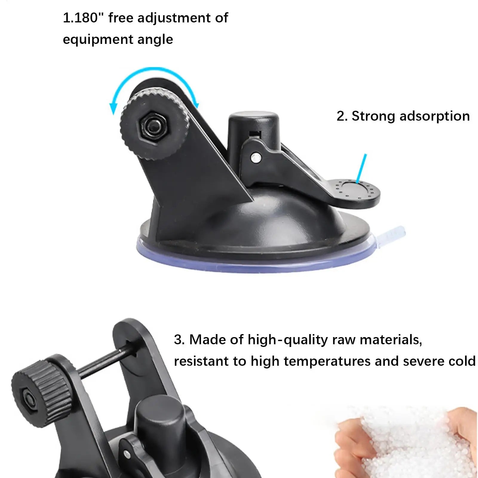 DashcamMount Universal Camera Suction Mount 180 Degree Adjustable Dash Cam Holder For Car Dashboard Windshield Driving Recorder Qme