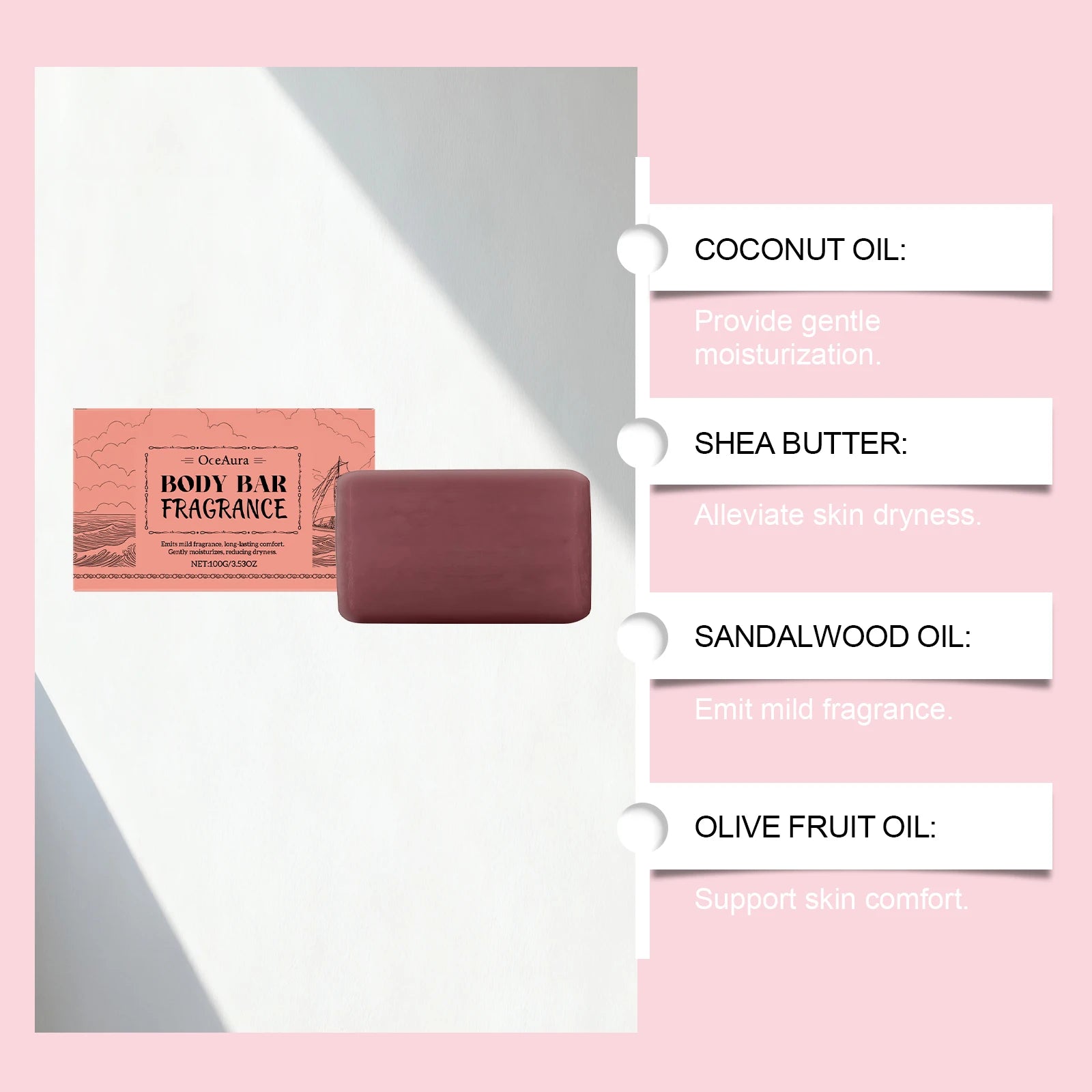 Sandalwood Scented Body Bar Moisturizing Gentle Cleansing Soap for Bath Shower Long-Lasting Fragrance Handmade Natural Skin Care Qme