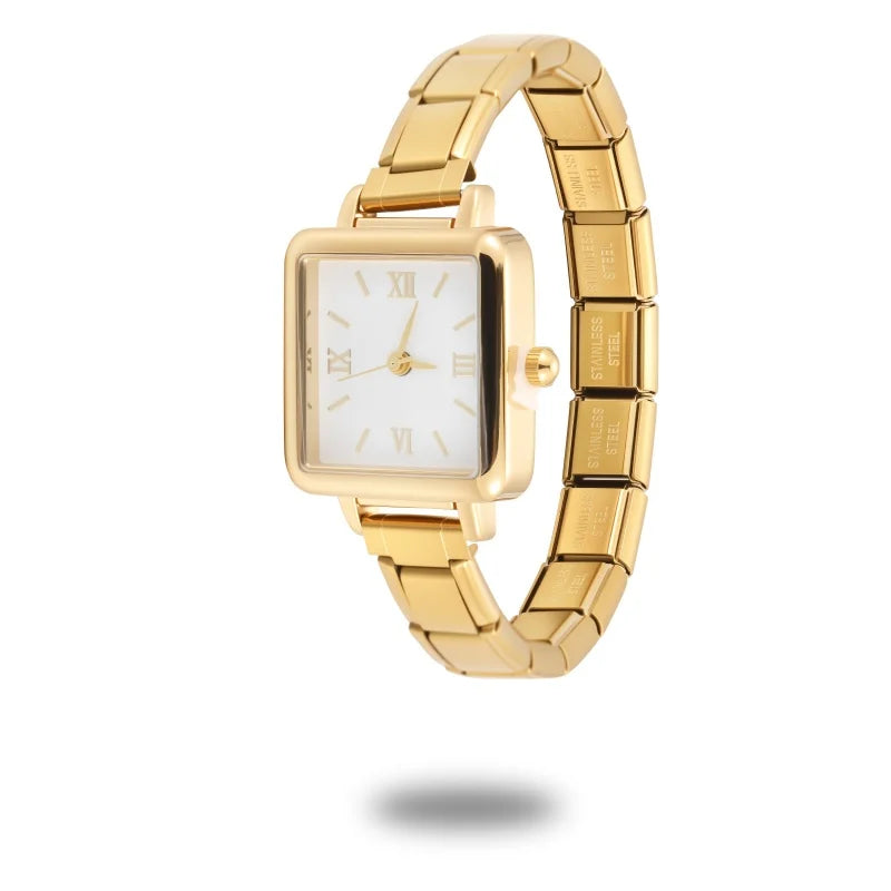 2026 Fashion Women's Men's DIY 9mm Width Italian Elastic Charm Stainless Square Octangle Watch Bracelet Bangle For Birthday Gift Qme Style 10