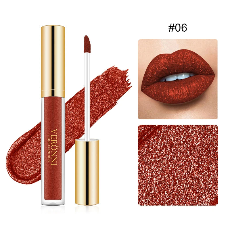 VERONNI Diamond Pearlescent Lip Gloss 10 Colors Non-stick Mermaid Qme 06