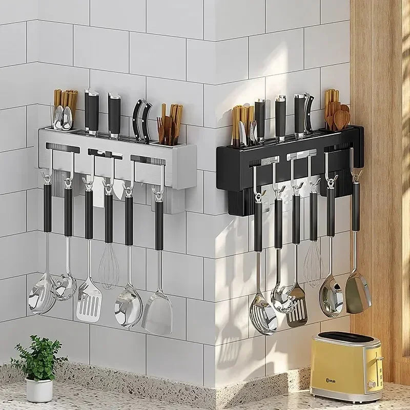 Storage Rack Knife Hook Kitchen Cabinet Stainless Steel Frame Wall Qme