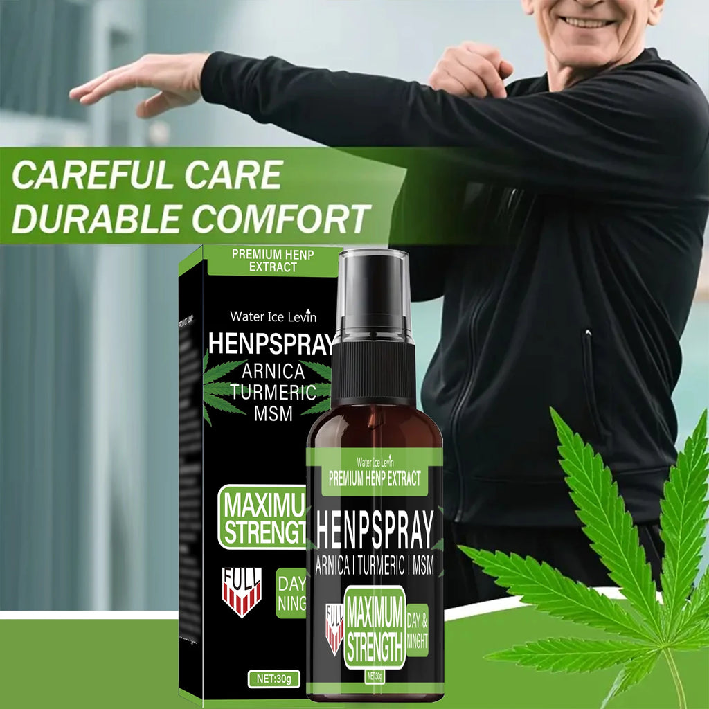 Premium Hemp Spray Extract with Arnica, Turmeric & MSM for Maximum Strength Day & Night Relief & Skin Care. Qme