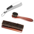 Horsehair Shoe Polish Brushes Shoehorn Applicator Daubers Leather Qme 3Pcs