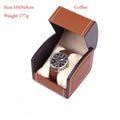 Vintage PU Watch Case Leather Octagonal/Arc Shaped Gift Watch Storage Box Stylish Watch Container Watch Display Box Qme WBA-Brown