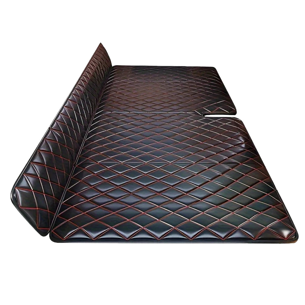 Car Mattress PU Leather Car Back Seat Folding Bed Mattress Non-Inflatable Portable Back Seat Mattress for Sedan SUV Truck Qme Black