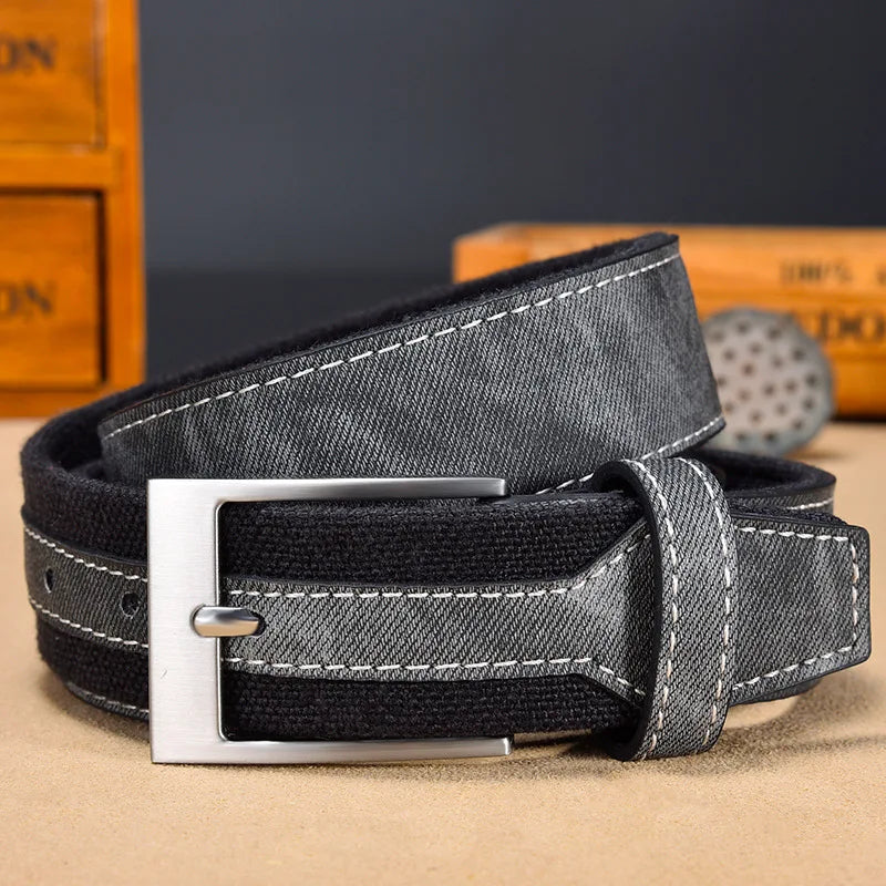 Stylish Canvas Leather Hybrid Belt Men Comfortable Everyday Casual Qme