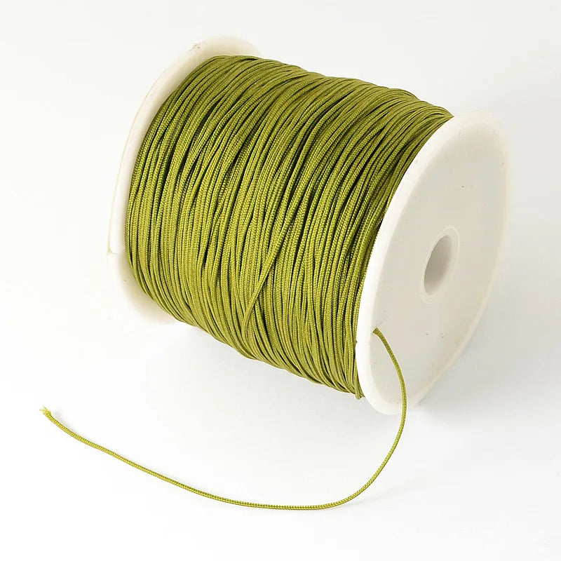 PandaHall about 150yards/rollBraided Nylon Thread Chinese Knotting Cord Beading Cord for Beading Jewelry Making Colorful 0.5mm Qme Olive 0.8mm