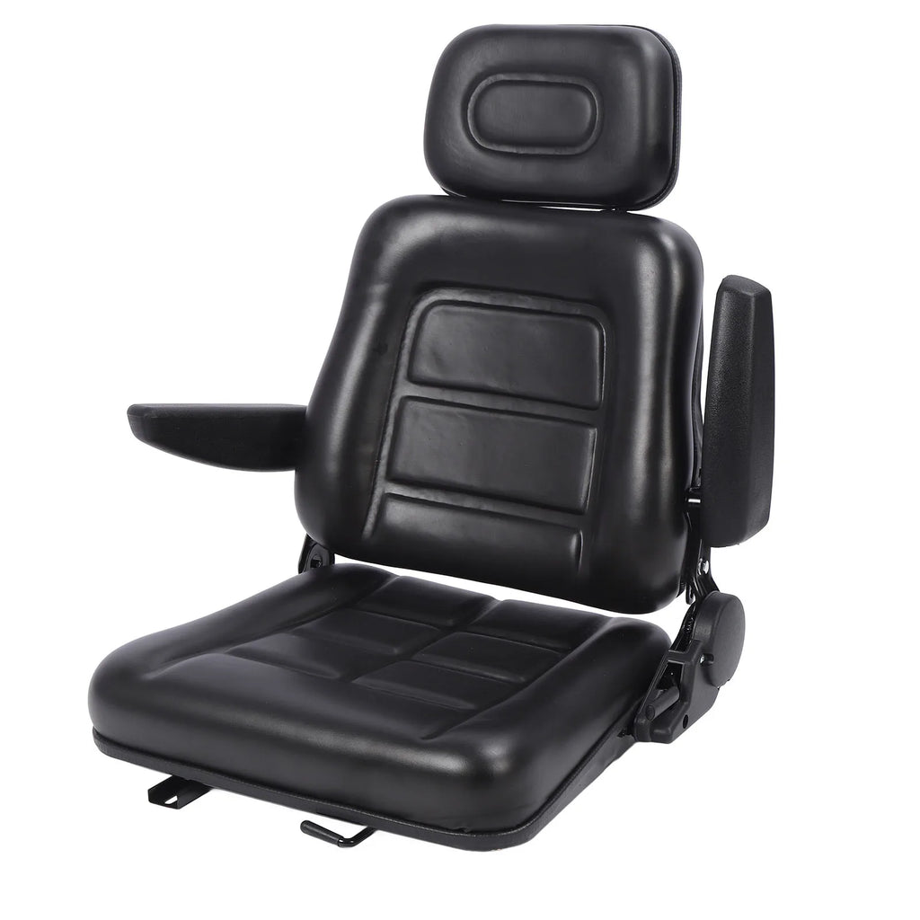 Forklift Seat Black Wear Resistant Lawn Mower Seat Ergonomic with Adjustment and Slide Rail for Excavator Loader Tractor Mower Qme