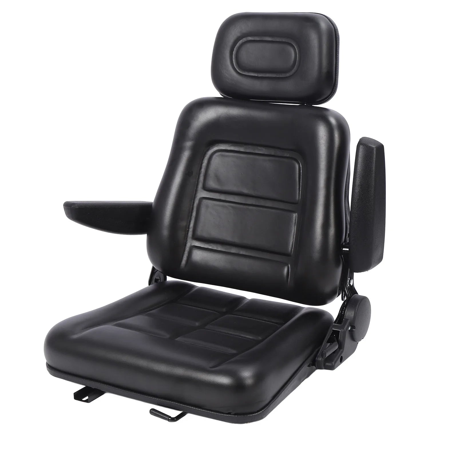 Forklift Seat Black Wear Resistant Lawn Mower Seat Ergonomic with Adjustment and Slide Rail for Excavator Loader Tractor Mower Qme