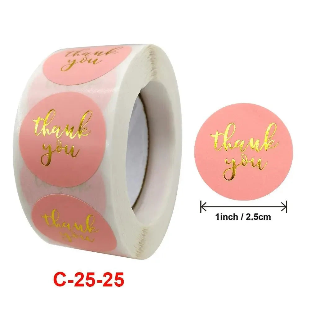 500Pcs 1inch Thank You Stickers For Envelope Sealing Labels Stationery Supplies Handmade Wedding Gift Decoration Sticker New Qme C- 25-25