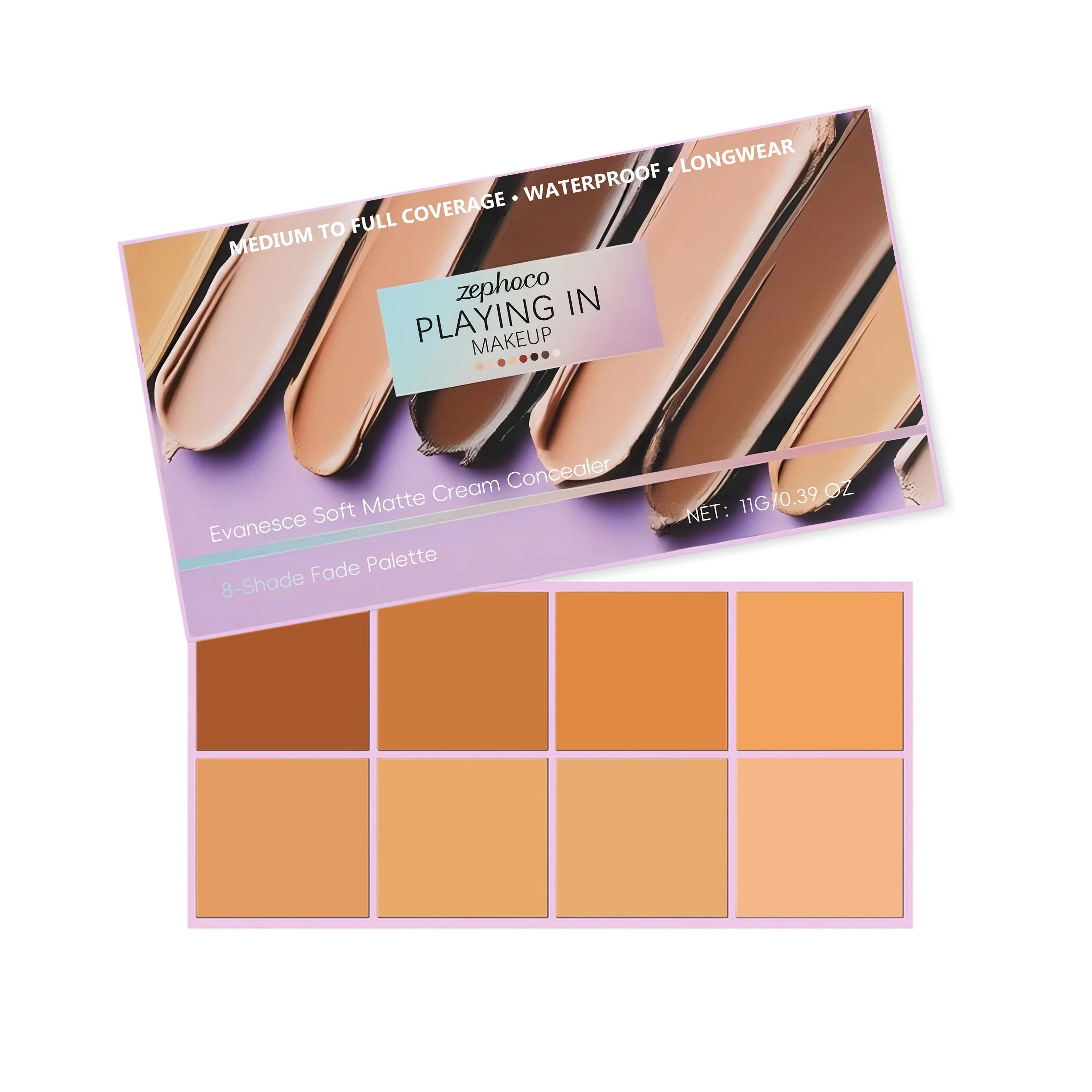 zephoco 8-Color Concealer Palette Full Coverage for Dark Circles Blemishes Acne Matte Lasting Brightening Skin Foundation Makeup Qme Medium-toned Shades