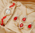 1pcs of new fashionable and trendy women's quartz watch set, which is the best choice for gifts Qme Red set