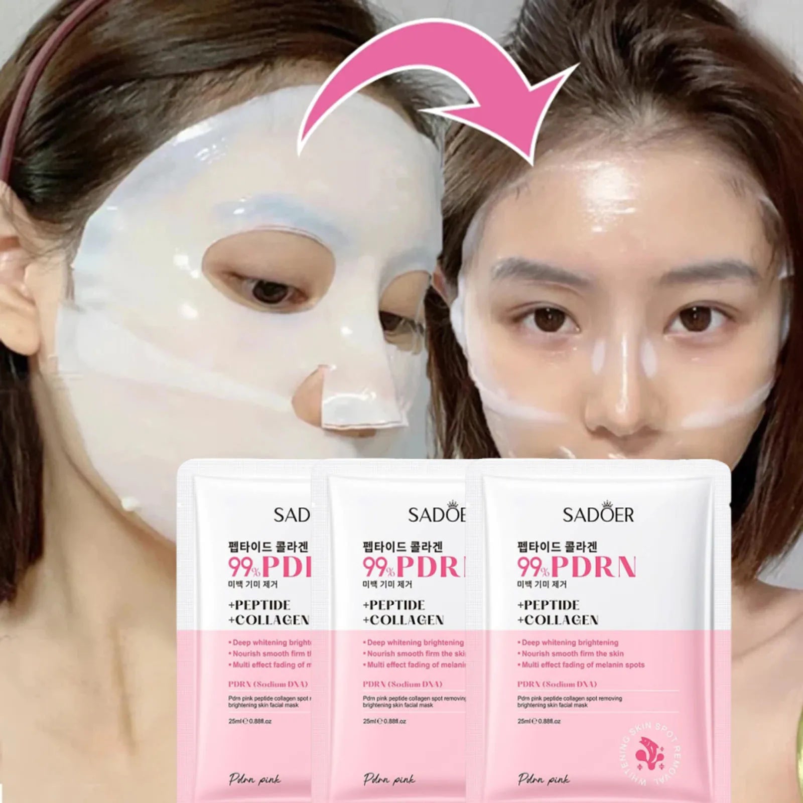PDRN Cpllagen Mask Fdaed Wrinkles Moisturizing Face Mask Glass Glow Skin Elasticity Hydrating Firming Smooth Skincare Products Qme