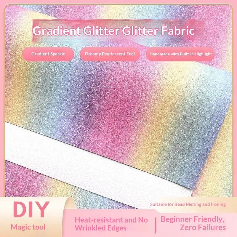 DIY Rainbow Sequin Fabric, Gradient Flash Ironing Cloth for Crafts, Reusable Heat-Insulation Mat, Sewing Accessory Qme