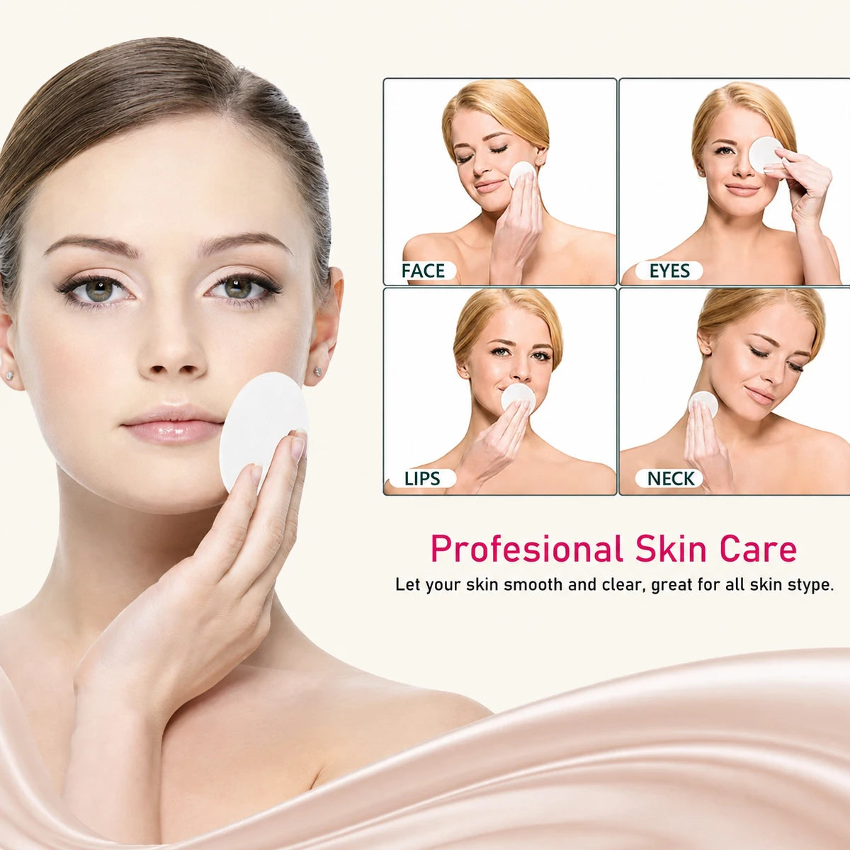 Makeup Remover Pads Thick Round Three-layer Extra Removing Eye Face Qme