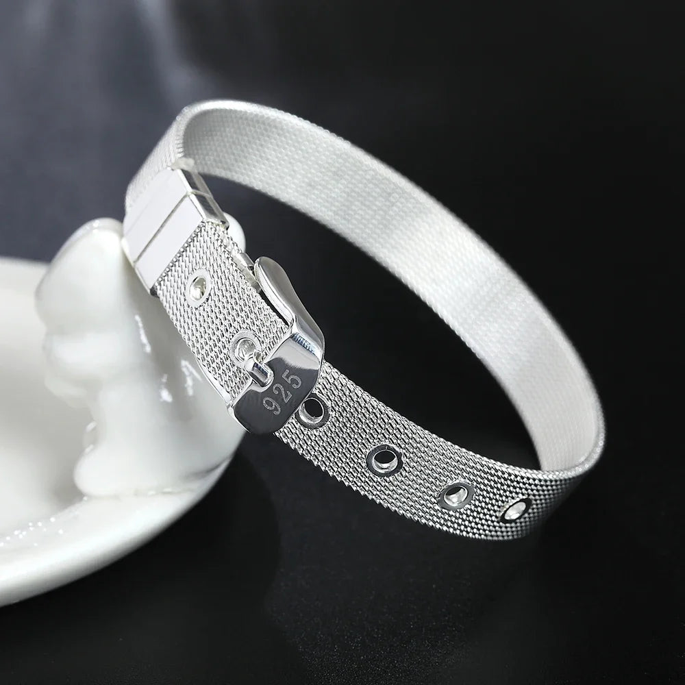 925 Sterling silver Bracelets 10MM chain for women elegant Wedding party lady Christmas Gifts fashion Jewelry Qme