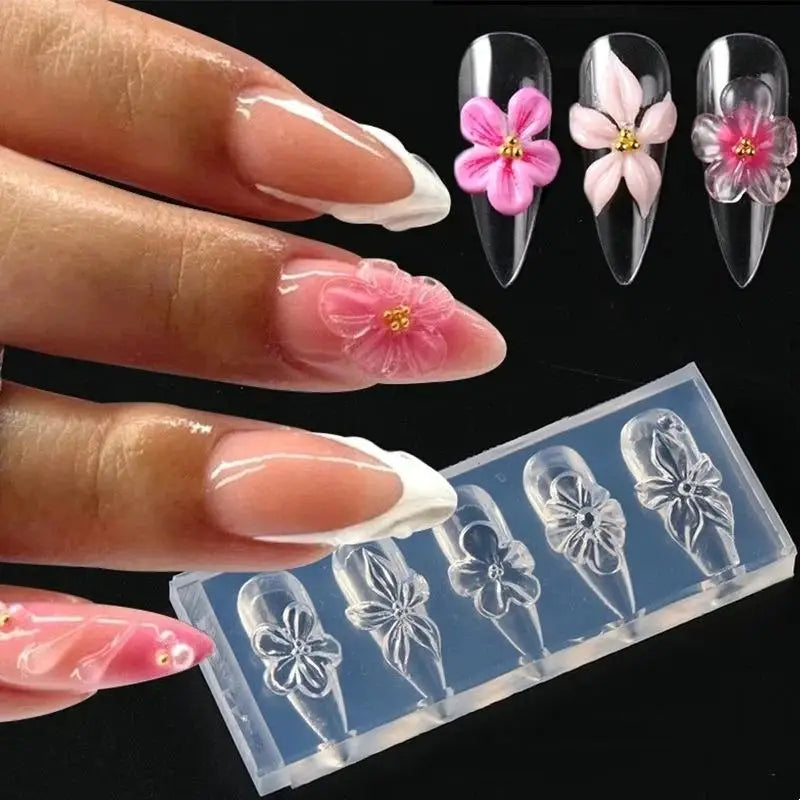 Silicone 3D Hibiscus Flower Nail Mold Resin Art DIY Designs Qme Default Title