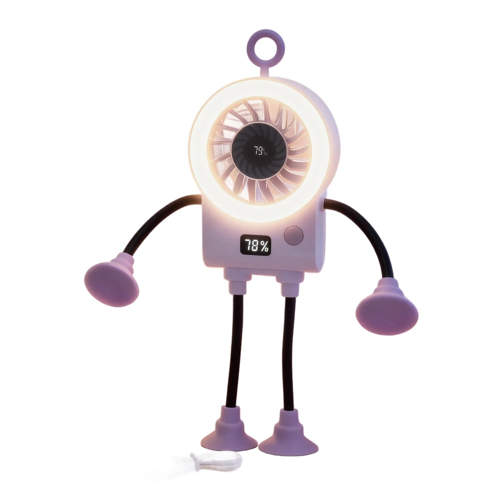 Mini Lovely Electric Fans Foldable Design Protable Outdoor and Office Fans with Suction Cup and Digital Display Summer Essential Qme Purple One Size
