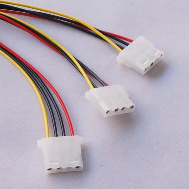 10pcs High Quality 4Pin IDE Power Cables HY1578 4 Pin Molex Male To 3 Port Molex IDE Female Power Supply Splitter Adapter Cable Qme