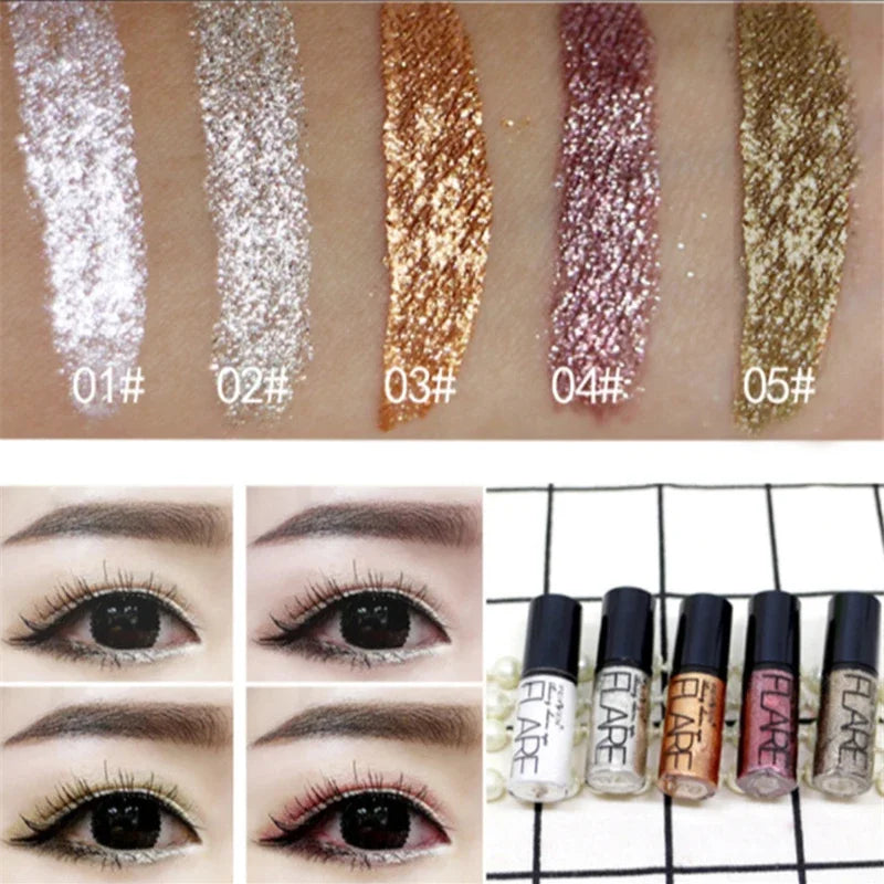 New Professional Shiny Eye Liners Cosmetics for Women Pigment Silver Rose Gold Color Liquid Glitter Eyeliner Cheap Makeup Qme