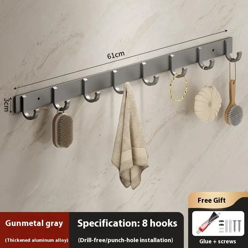Metal Hook Strong Adhesive Wall Mounted Bathroom Without Punchkitchen Qme Gray 8hook
