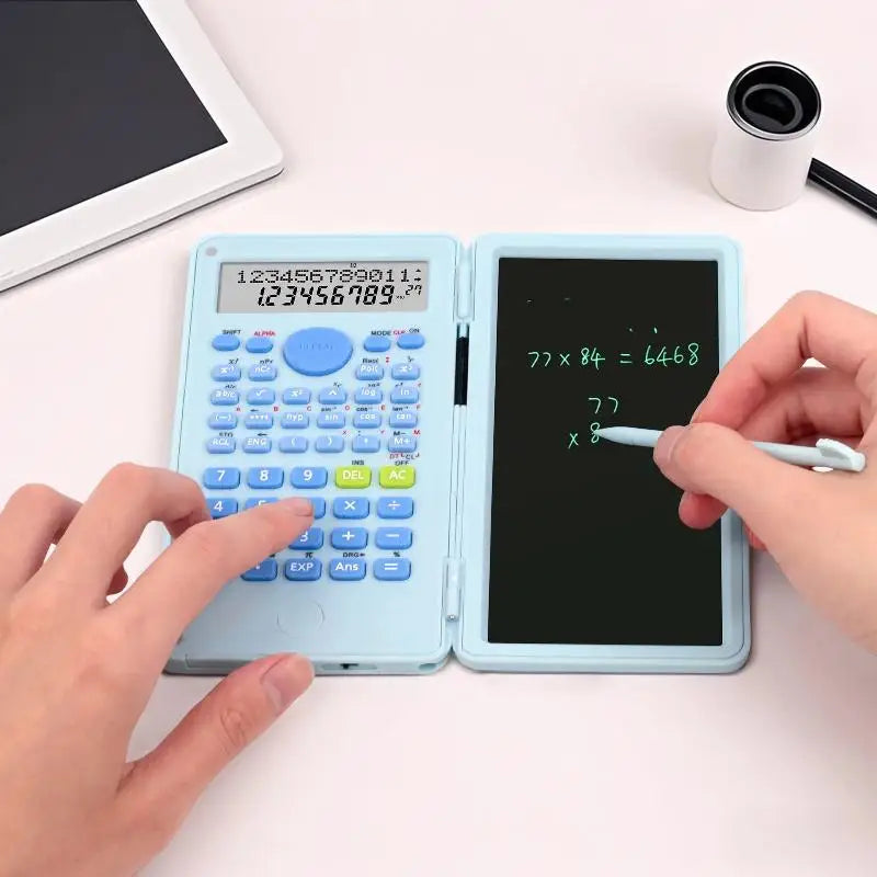 Scientific Calculator Foldable LCD Writing Tablet 12-Digit Clear Qme